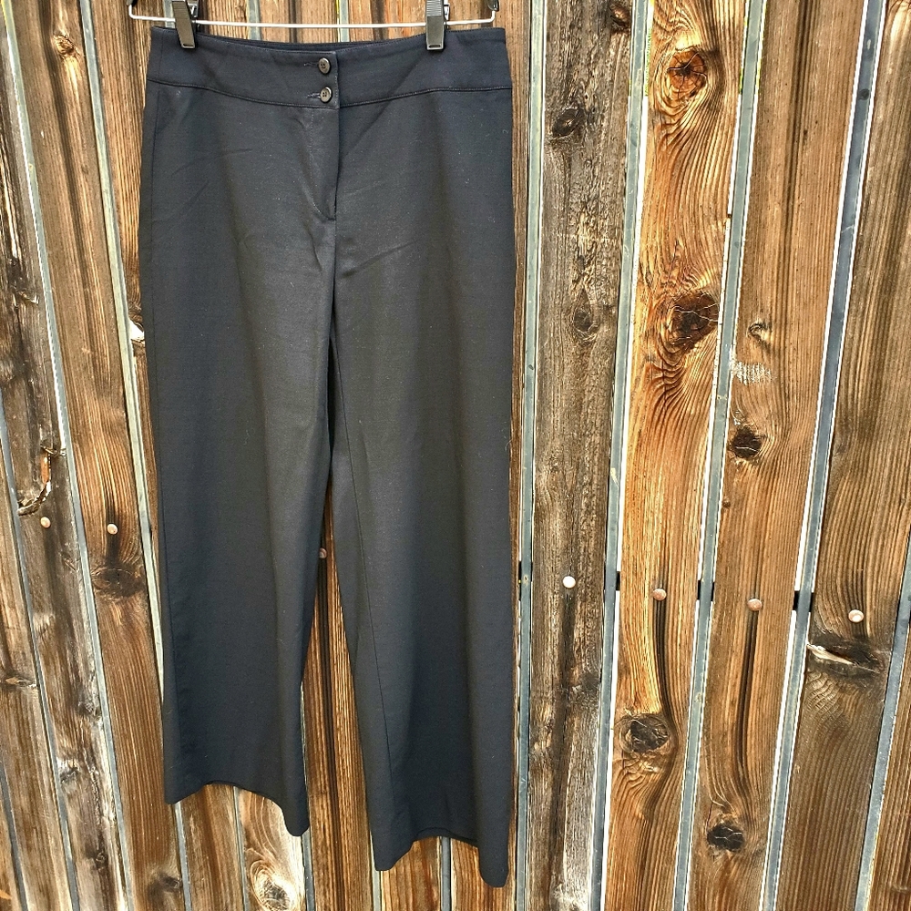 ARMANI COLLEZIONI Wide Leg Virgin Wool Trousers 6 Black Pants Minimalist VINTAGE - Picture 3 of 7